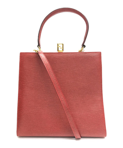 FENDI Hand Shoulder Bag Tote Purse 2way FF Red Authentic