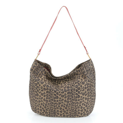 FENDI Shoulder Bag Purse Leather Nylon Brown Authentic