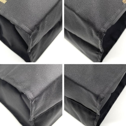 FENDI Hand Bag Tote Purse Logo Nylon Black Authentic