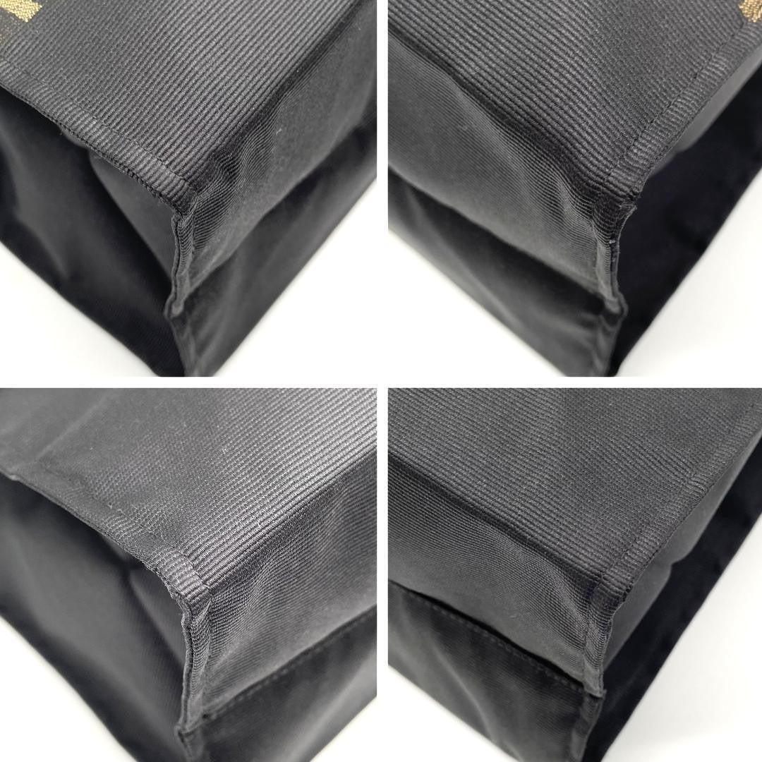 FENDI Hand Bag Tote Purse Logo Nylon Black Authentic