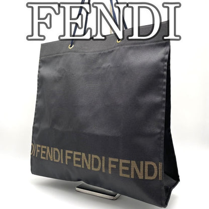 FENDI Hand Bag Tote Purse Logo Nylon Black Authentic