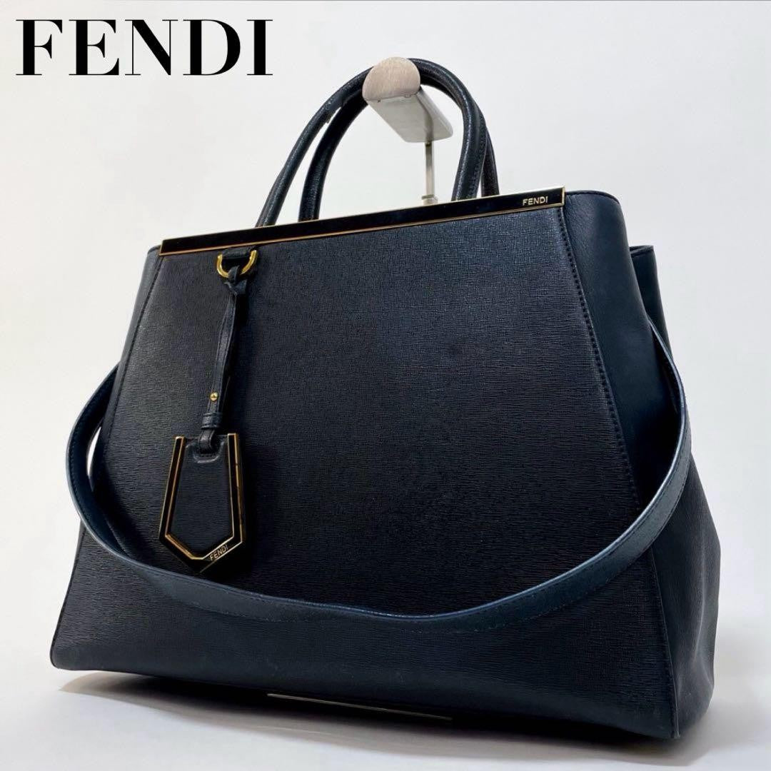 FENDI Hand Shoulder Bag Tote Purse 2way Leather Black Authentic