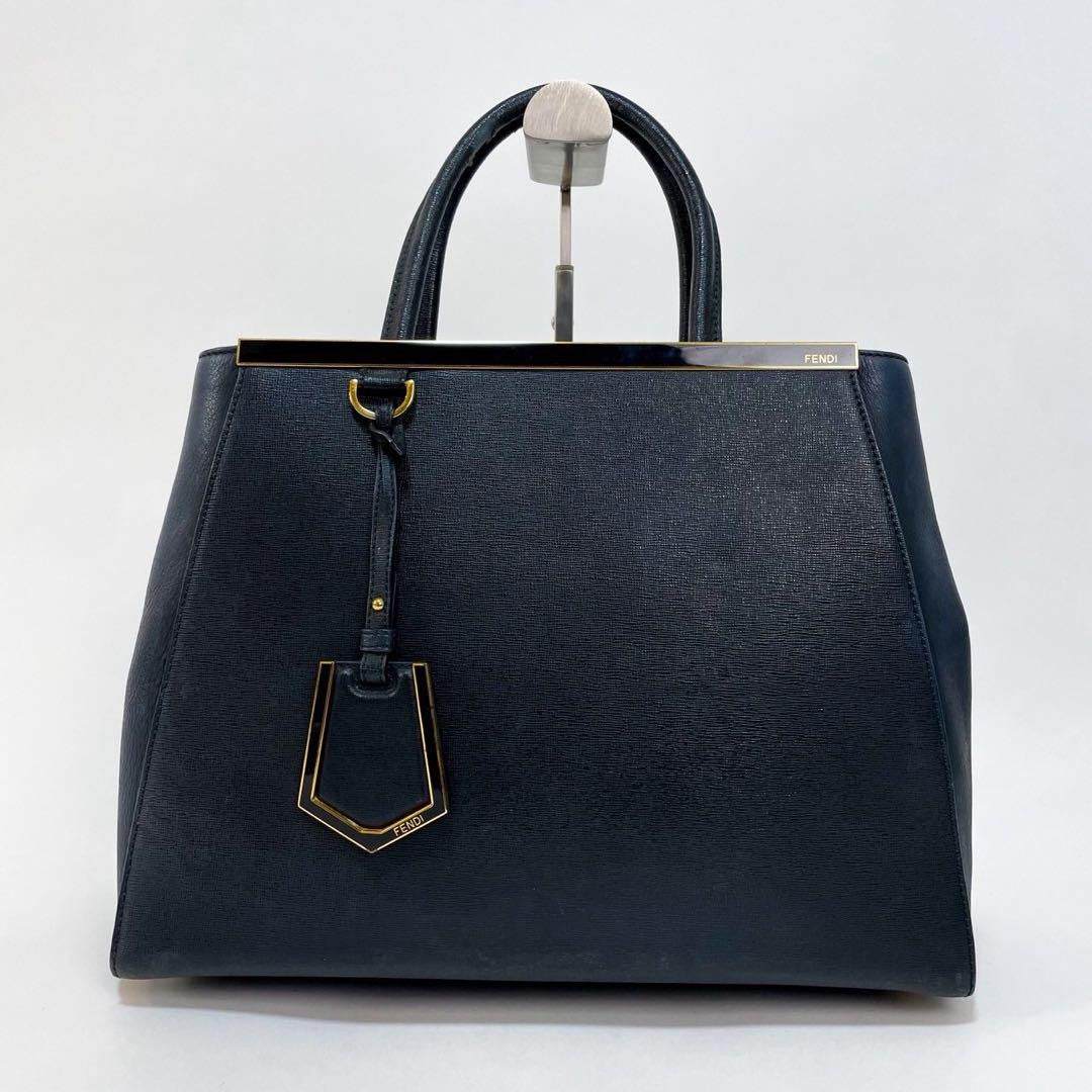 FENDI Hand Shoulder Bag Tote Purse 2way Leather Black Authentic