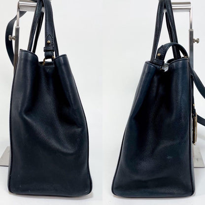 FENDI Hand Shoulder Bag Tote Purse 2way Leather Black Authentic