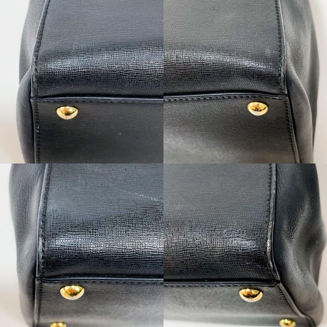 FENDI Hand Shoulder Bag Tote Purse 2way Leather Black Authentic
