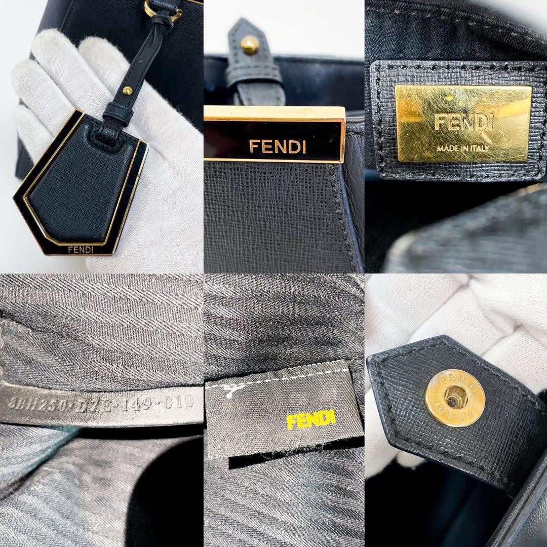 FENDI Hand Shoulder Bag Tote Purse 2way Leather Black Authentic
