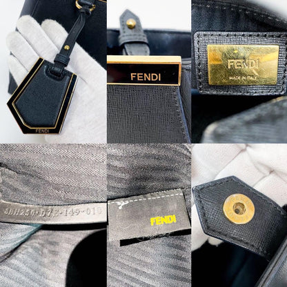 FENDI Hand Shoulder Bag Tote Purse 2way Leather Black Authentic