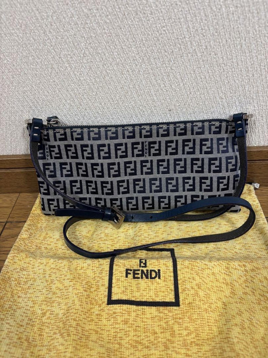 FENDI Shoulder Bag Purse Accessory Pouch FF Zucchino Authentic