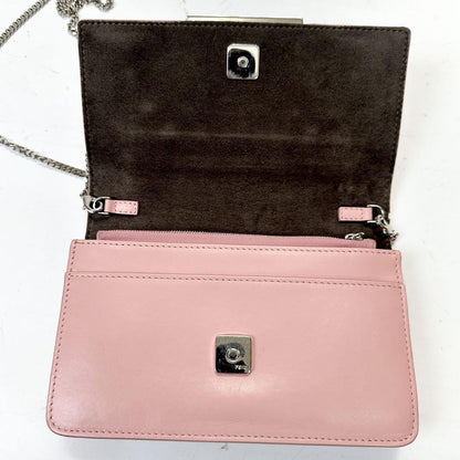 FENDI Shoulder Bag Purse Monster Leather Pink Authentic