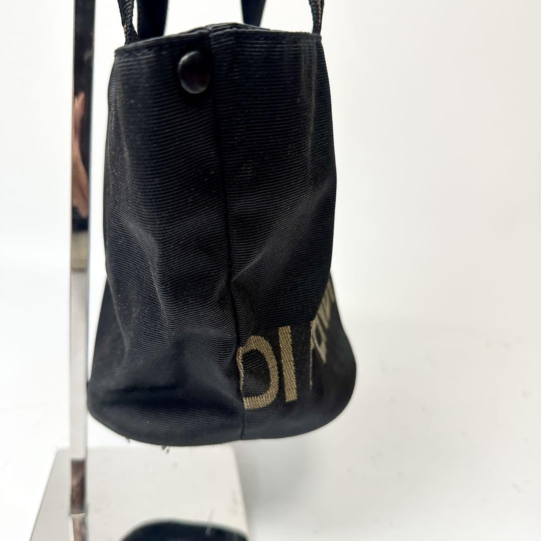 FENDI Hand Bag Tote Purse Logo Canvas Black Brown Authentic