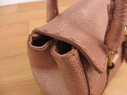 FENDI Mini Hand Bag Tote Purse Selleria Leather Rose Gold Authentic