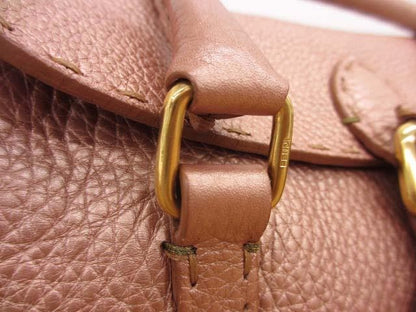 FENDI Mini Hand Bag Tote Purse Selleria Leather Rose Gold Authentic