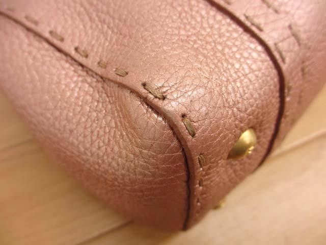 FENDI Mini Hand Bag Tote Purse Selleria Leather Rose Gold Authentic