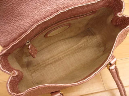 FENDI Mini Hand Bag Tote Purse Selleria Leather Rose Gold Authentic