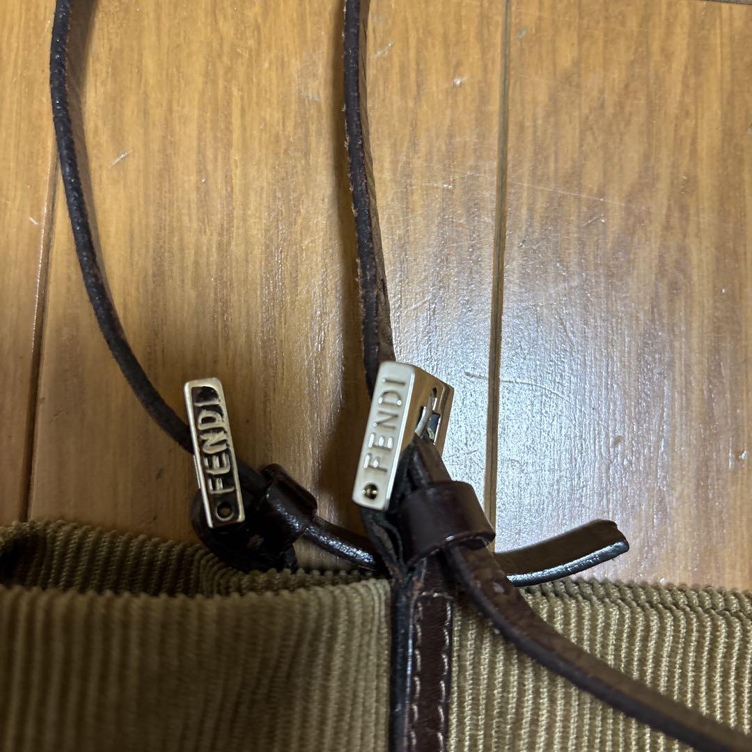 FENDI Hand Bag Tote Purse FF Corduroy Authentic