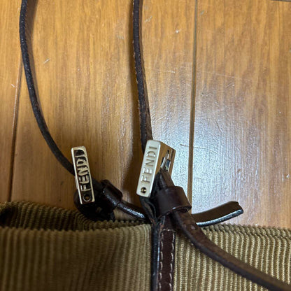 FENDI Hand Bag Tote Purse FF Corduroy Authentic