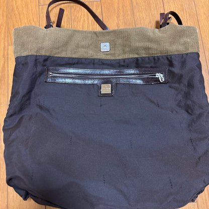 FENDI Hand Bag Tote Purse FF Corduroy Authentic