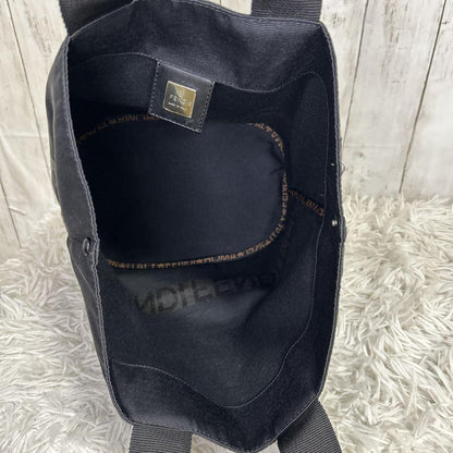 FENDI Hand Bag Tote Purse Logo Nylon Black Authentic