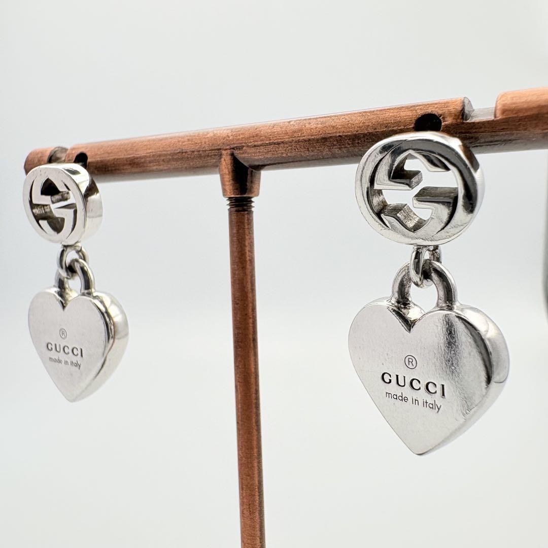 GUCCI Earrings Interlocking Heart Silver 925 Women Accessory Authentic