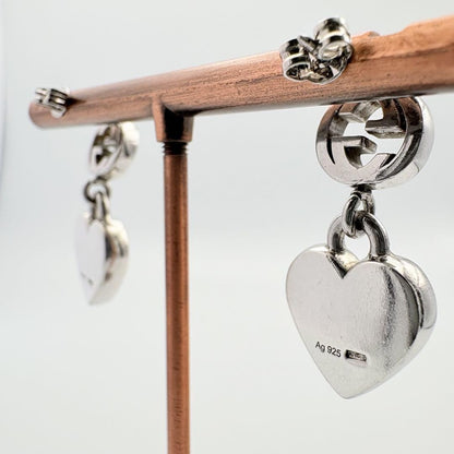 GUCCI Earrings Interlocking Heart Silver 925 Women Accessory Authentic