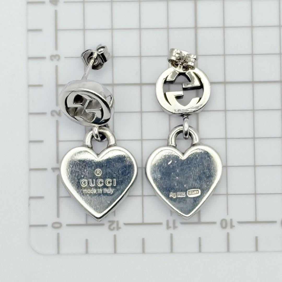 GUCCI Earrings Interlocking Heart Silver 925 Women Accessory Authentic