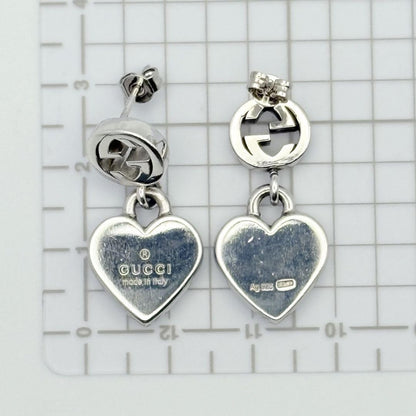 GUCCI Earrings Interlocking Heart Silver 925 Women Accessory Authentic