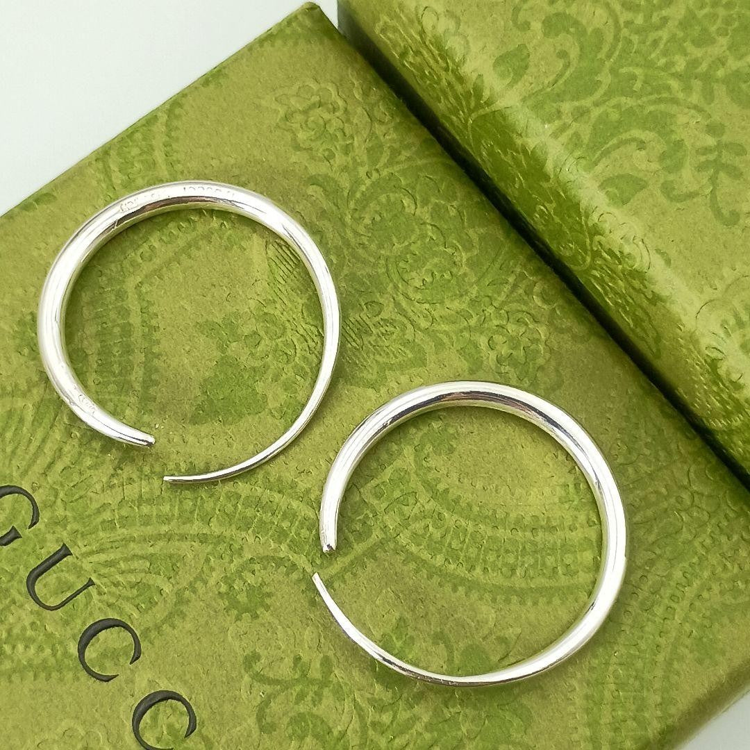 GUCCI Earrings Hoop Silver 925 Women Accessory Authentic