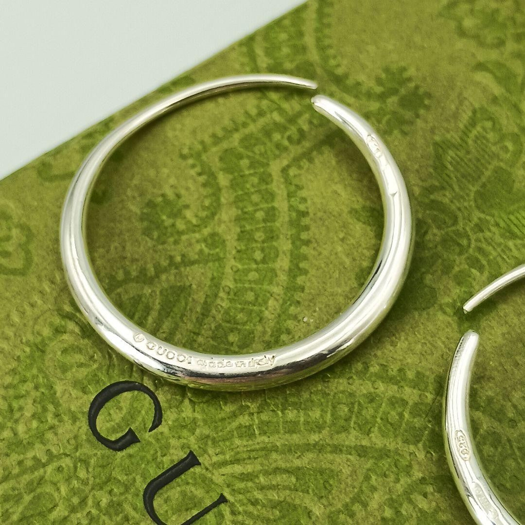 GUCCI Earrings Hoop Silver 925 Women Accessory Authentic