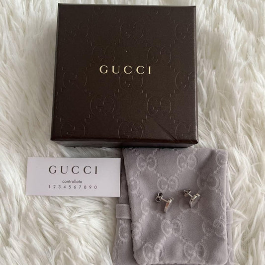 GUCCI Earrings Heart Silver Women Accessory Authentic