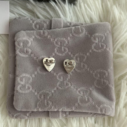 GUCCI Earrings Heart Silver Women Accessory Authentic