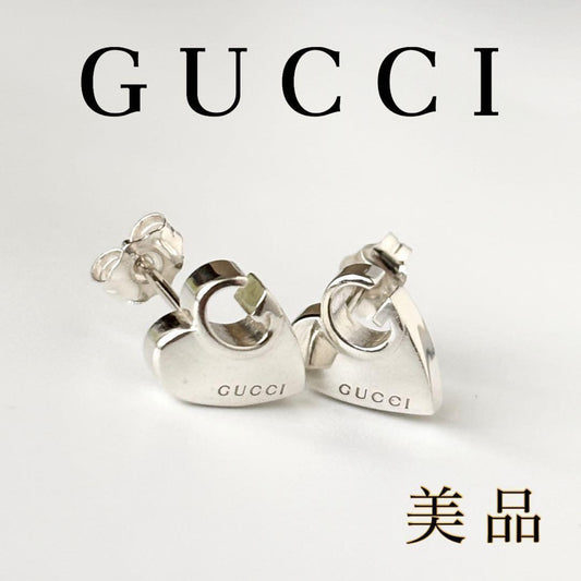 GUCCI Earrings Heart G logo Silver 925 Women Accessory Authentic