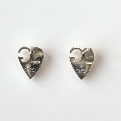 GUCCI Earrings Heart G logo Silver 925 Women Accessory Authentic