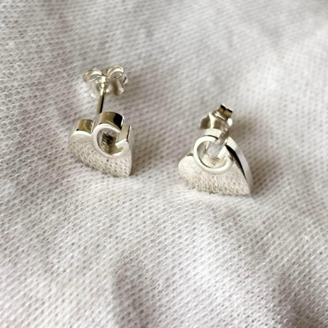 GUCCI Earrings Heart G logo Silver 925 Women Accessory Authentic