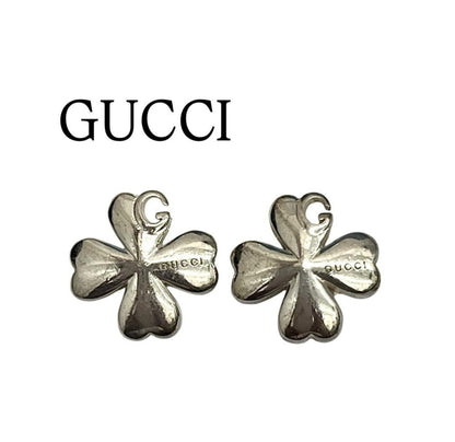 GUCCI Earrings Clover Silver 925 Women Accessory Authentic