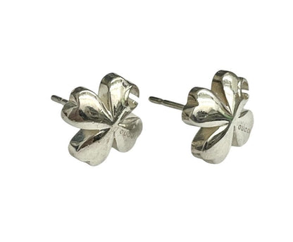 GUCCI Earrings Clover Silver 925 Women Accessory Authentic