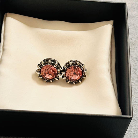 GUCCI Earrings Rhinestone Black Pink Women Accessory Authentic