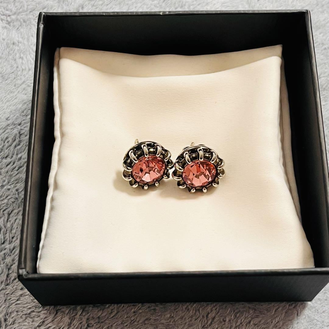 GUCCI Earrings Rhinestone Black Pink Women Accessory Authentic