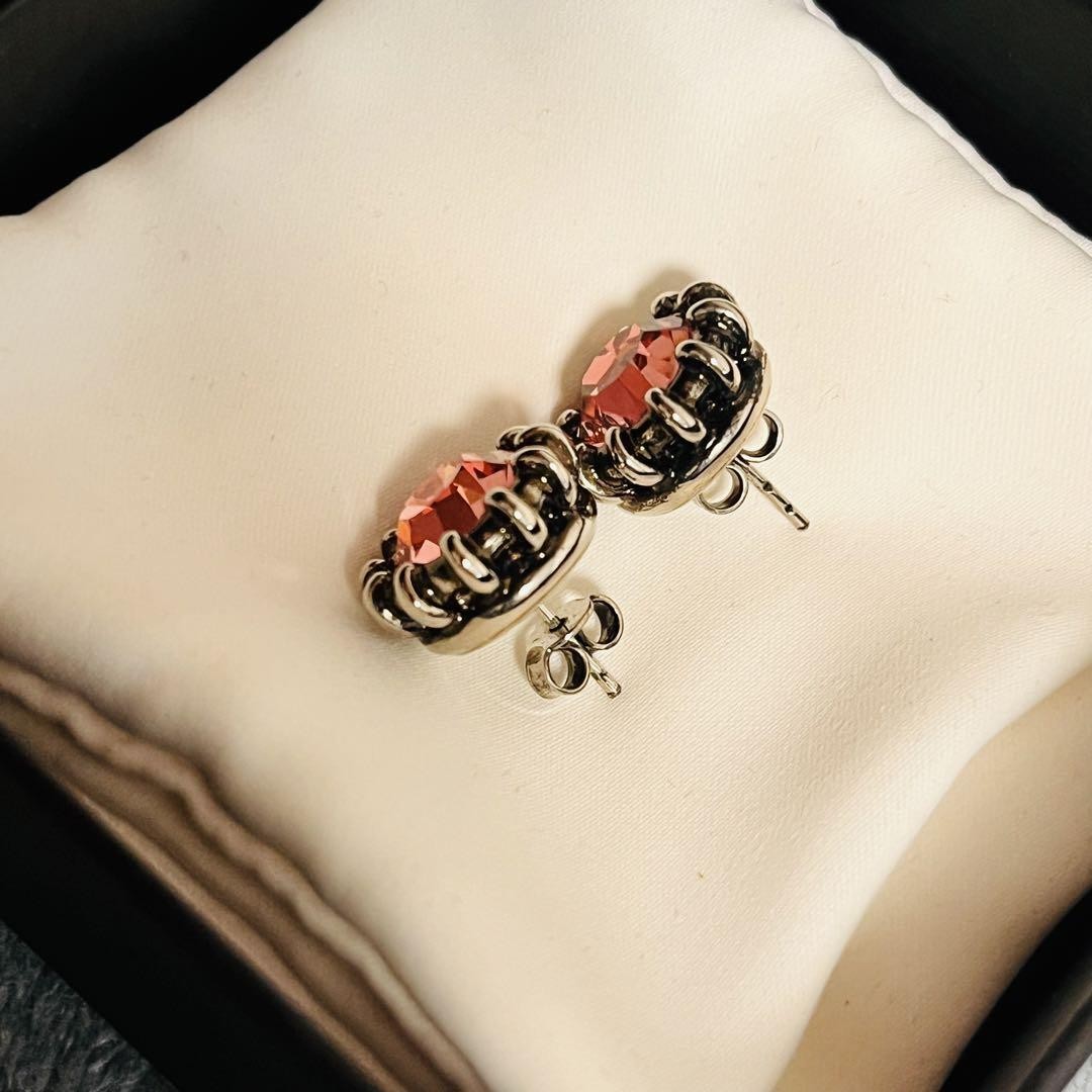 GUCCI Earrings Rhinestone Black Pink Women Accessory Authentic