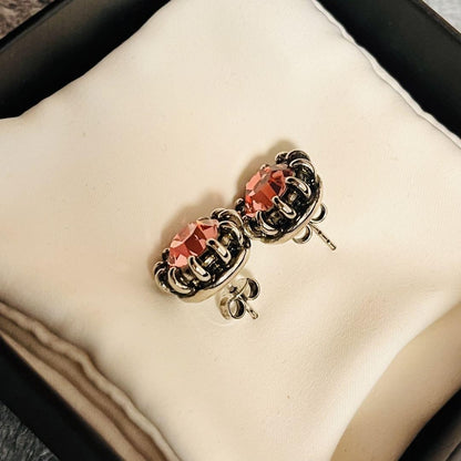 GUCCI Earrings Rhinestone Black Pink Women Accessory Authentic