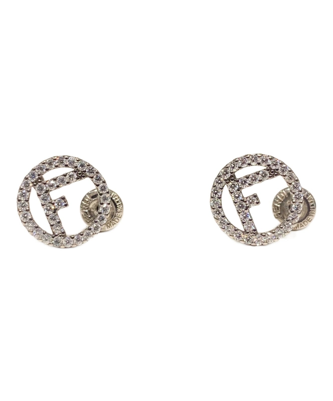 FENDI Earrings F is Silver Women Accessory Authentic