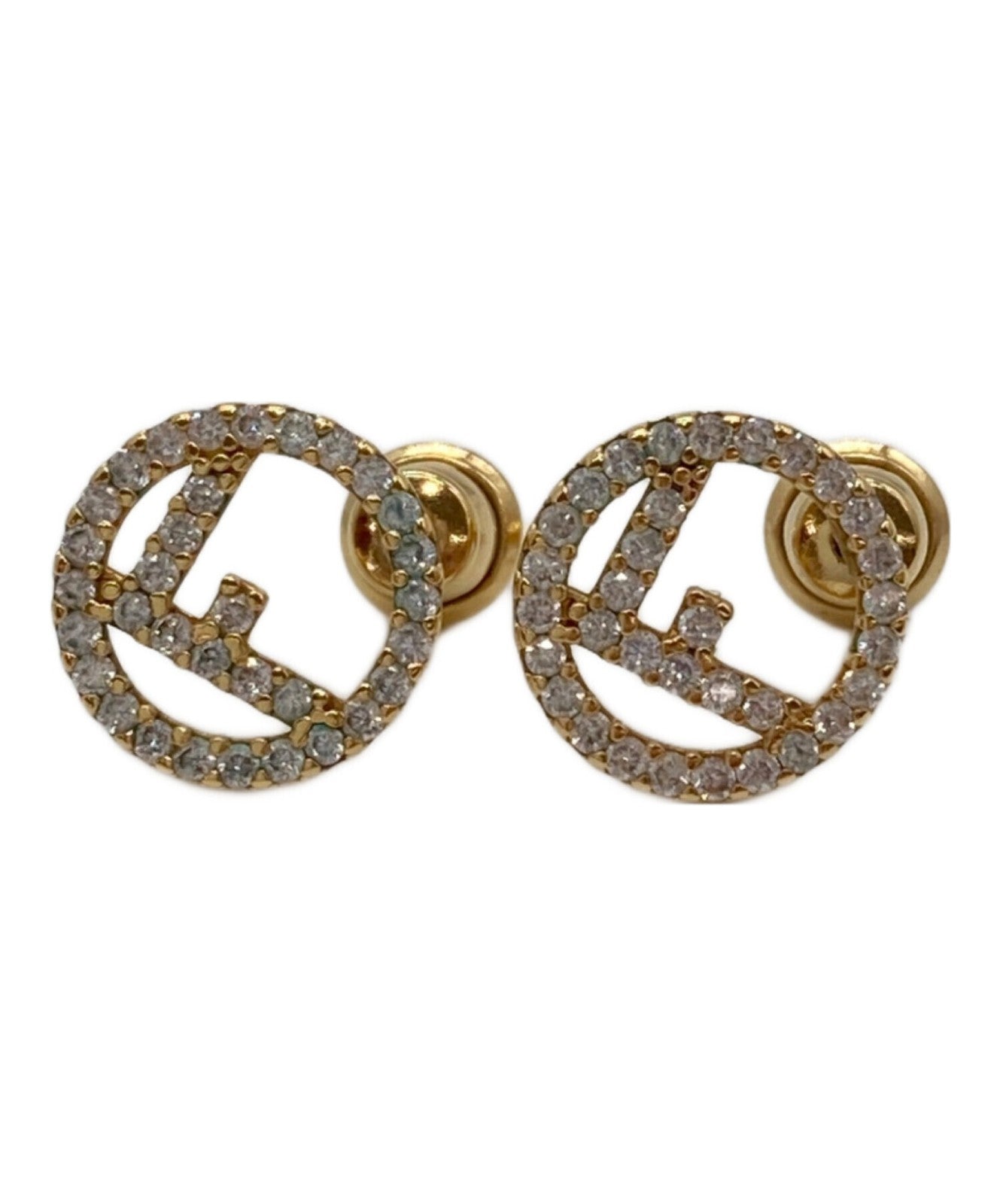 FENDI Earrings F is Gold Women Accessory Authentic