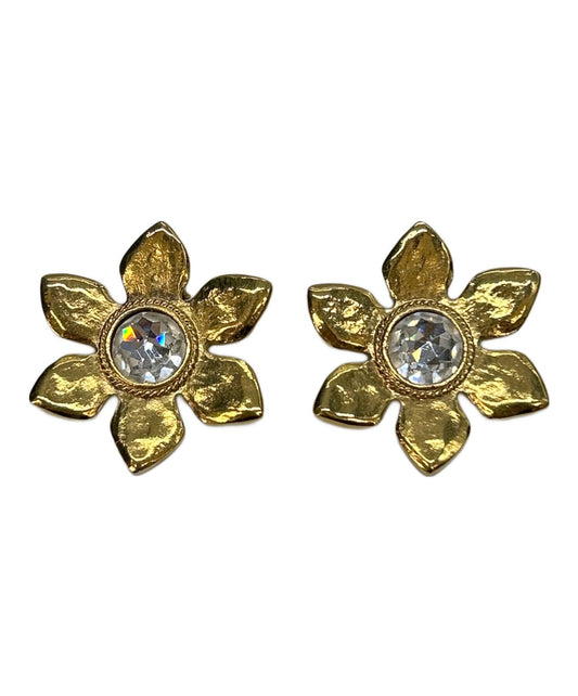 Saint Laurent Earrings Flower YSL Cassandra Gold Authentic
