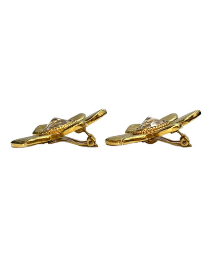 Saint Laurent Earrings Flower YSL Cassandra Gold Authentic
