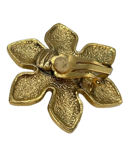 Saint Laurent Earrings Flower YSL Cassandra Gold Authentic