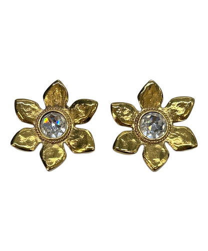 Saint Laurent Earrings Flower YSL Cassandra Gold Authentic