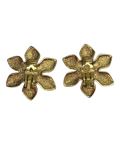 Saint Laurent Earrings Flower YSL Cassandra Gold Authentic