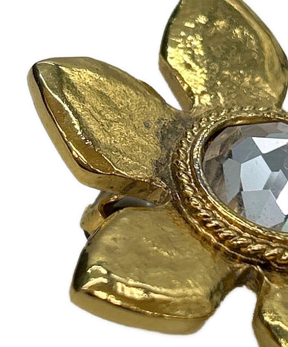 Saint Laurent Earrings Flower YSL Cassandra Gold Authentic