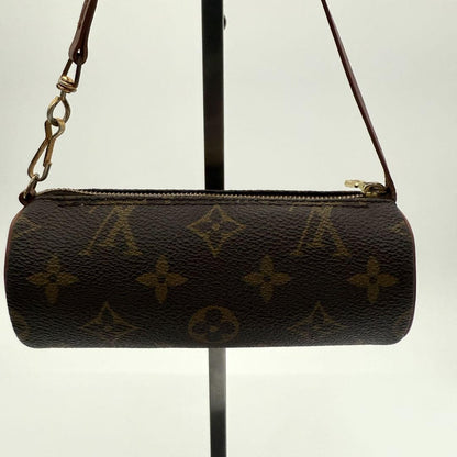 Louis Vuitton Accessory Pouch Hand Pouch Monogram Canvas Leather Brown Authentic