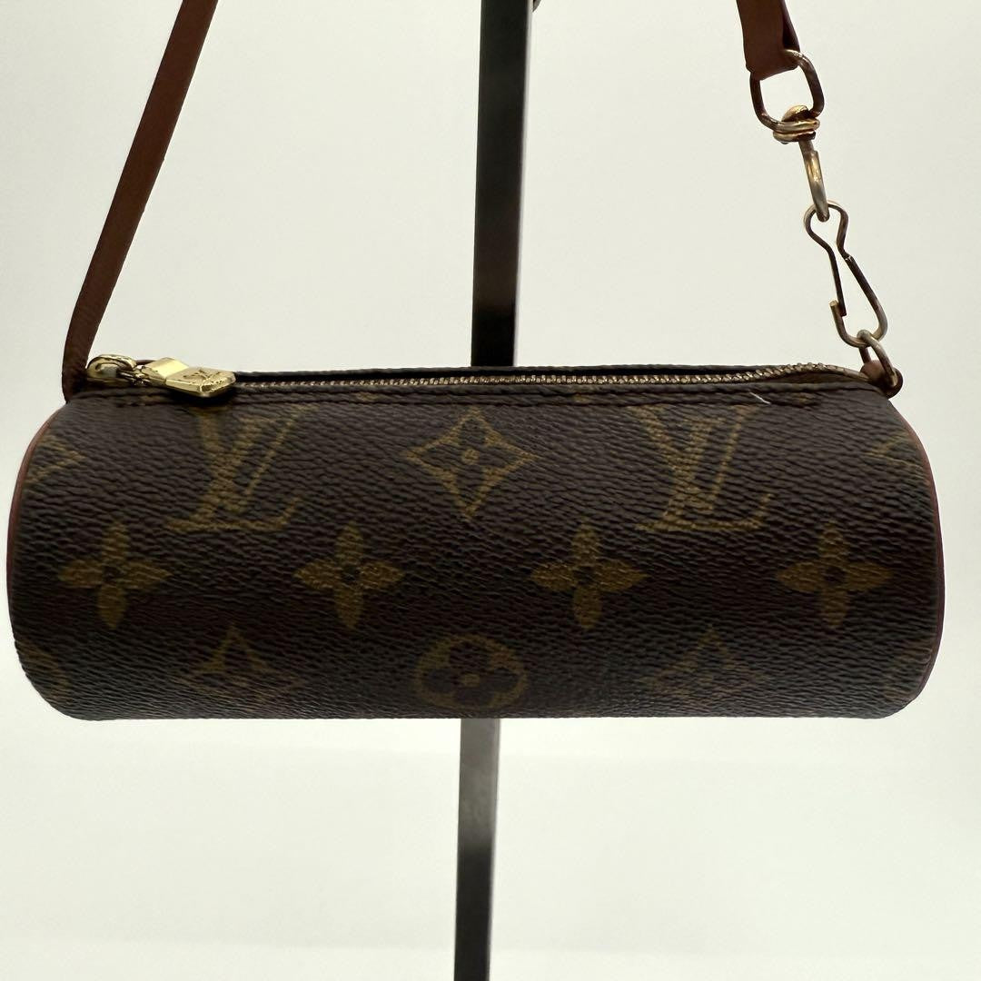 Louis Vuitton Accessory Pouch Hand Pouch Monogram Canvas Leather Brown Authentic