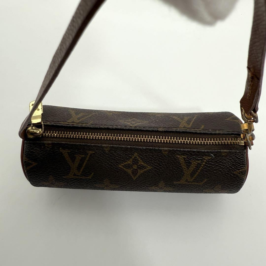 Louis Vuitton Accessory Pouch Hand Pouch Monogram Canvas Leather Brown Authentic